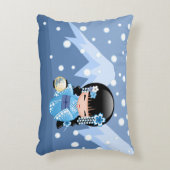 冬こけし人形 – ブルーマウンテンゲイザーガール アクセントクッション (正面(垂直))