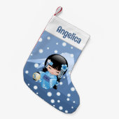 冬こけし人形 – ブルーマウンテンゲイザーガール スモールクリスマスストッキング (正面 (吊り時))