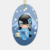 冬こけし人形 – ブルーマウンテンゲイザーガール セラミックオーナメント (左)