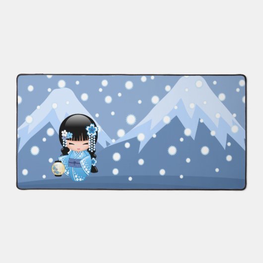 冬こけし人形 – ブルーマウンテンゲイザーガール デスクマット (正面)
