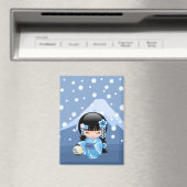 冬こけし人形 – ブルーマウンテンゲイザーガール マグネット (インサイチュ (食洗機))