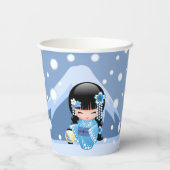 冬こけし人形 – ブルーマウンテンゲイザーガール 紙コップ (裏面)