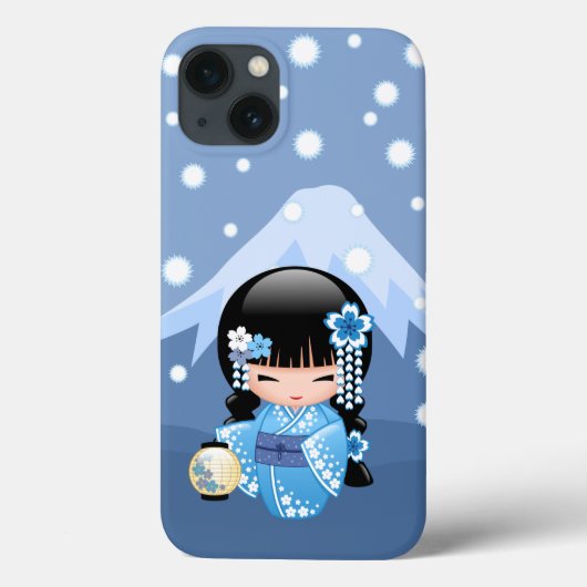 冬こけし人形 – ブルーマウンテンゲイザーガール Case-Mate iPhoneケース (裏面)