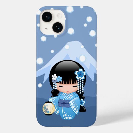冬こけし人形 – ブルーマウンテンゲイザーガール Case-Mate iPhoneケース (裏面)