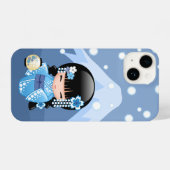 冬こけし人形 – ブルーマウンテンゲイザーガール iPhoneケース (裏面横)