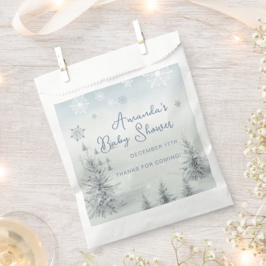 冬その寒い外の男の子の赤ちゃんシャワーありがとう フェイバーバッグ (クリップ留めされた状態)