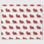 冬そりに乗るクリスマスギフトホワイトシームレス ラッピングペーパー (フラット)