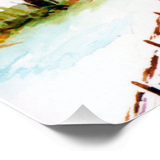 冬そりに乗る山のクリスマスウォーターの色 ポスター (コーナー)