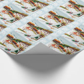 冬そりに乗る山のクリスマスウォーターの色 ラッピングペーパー (角)