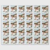 冬そりに乗る山のクリスマスウォーターの色 ラッピングペーパー (フラット)