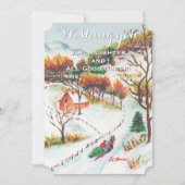 冬そりに乗る山のクリスマスフォトカード シーズンカード (正面)