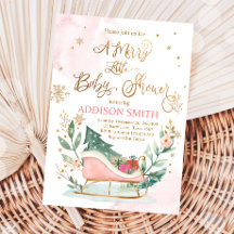 冬そりのクリスマスメリーの小さな赤ちゃんシャワー