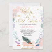 冬そりのベビー,ベビーシャワーの外は寒い 招待状 (正面)