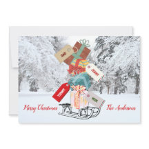 冬そりの雪のヴィンテージクラシックメリークリスマス