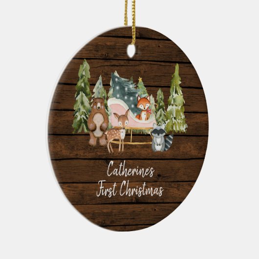 冬そり素朴初めてのクリスマス  セラミックオーナメント (右)