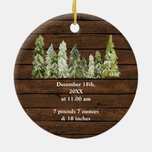 冬そり素朴初めてのクリスマス セラミックオーナメント (裏面)