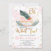 冬そりOh何おもしろい最初の誕生日投資 招待状 (正面)