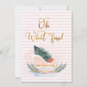 冬そりOh何おもしろい最初の誕生日投資 招待状 (裏面)