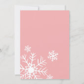 冬それは女の子の招待であるピンクの赤ちゃんシャワー 招待状 (裏面)