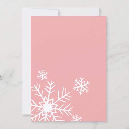 冬それは女の子の招待であるピンクの赤ちゃんシャワー 招待状 (裏面)