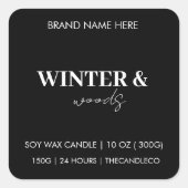 冬とウッズのミニマリストのキャンドルラベル | モダン スクエアシール (正面)
