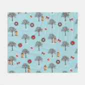 冬とクリスマスの装飾の木 フリースブランケット (正面(横))