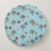 冬とクリスマスの装飾の木 ラウンドクッション (裏面)