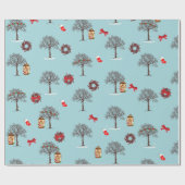 冬とクリスマスの装飾の木 ラッピングペーパー (フラット)