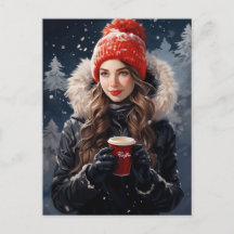 冬とコーヒー好きのためのポストカード