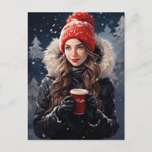 冬とコーヒー好きのためのポストカード ポストカード (正面)