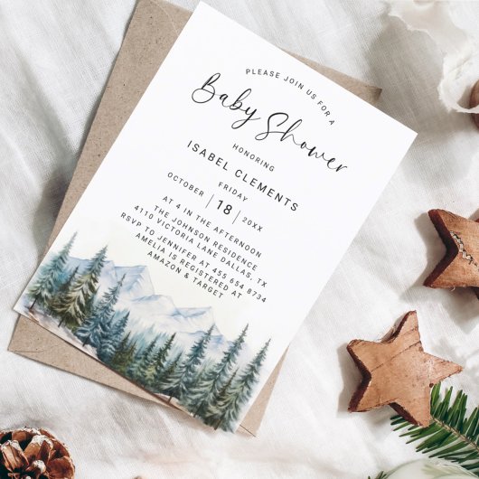 冬とスクリプトモダンシックな赤ちゃんシャワー 招待状
