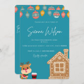 冬とトナカイをテーマにした赤ちゃんシャワーの招待状 招待状 (正面/裏面)