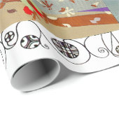 冬と秋アールデコ美しいファッション、白 ラッピングペーパー (ロールコーナー)