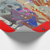 冬と秋アールデコ美しいファッション、赤 ラッピングペーパー (角)