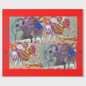 冬と秋アールデコ美しいファッション、赤 ラッピングペーパー (フラット)