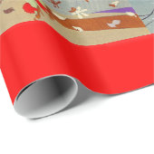 冬と秋アールデコ美しいファッション、赤 ラッピングペーパー (ロールコーナー)