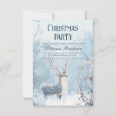 冬と鹿のライトブルー・クリスマス・パーティー 招待状 (正面)