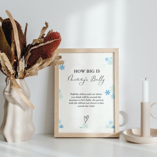 冬どのように大きいママの腹の赤ちゃんシャワーゲーム ポスター