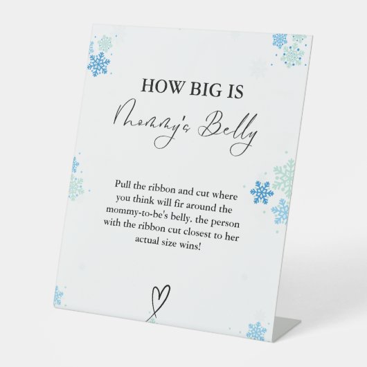 冬どのように大きいママの腹の赤ちゃんシャワーゲーム 台座サイン (正面)