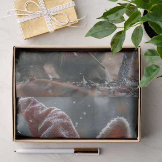 冬にお洒落うさぎ時計を着用するデカップウサギ 薄葉紙 (ギフト)