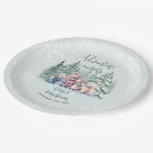 冬にかわいい動物の赤ちゃんシャワー ペーパープレート (アングル)