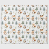 冬にかわいい森の動物リス ラッピングペーパー (フラット)