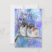 冬にかわいい雀のパパの日用カード カード (裏面)