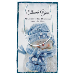 冬にかわいい雪だるまの写真ありがとう スモールペーパーバッグ