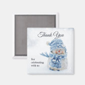 冬にかわいい雪だるまの写真ありがとう マグネット (正面/裏面)