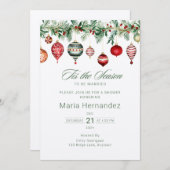 冬になるシーズン結婚したブライダルシャワー 招待状 (正面/裏面)