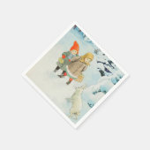 冬にウサギを持つ子供 – クリスマス スタンダードカクテルナプキン (角)