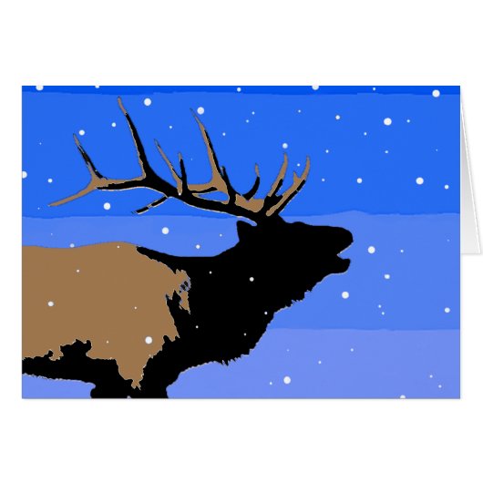 冬にエルクをブグリング – Wildlife Artオリジナル (正面横)