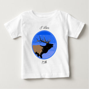 冬にエルクをブグリング – Wildlife Artオリジナル ベビーTシャツ