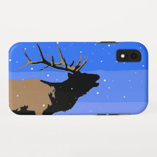 冬にエルクをブグリング – Wildlife Artオリジナル iPhone XRケース